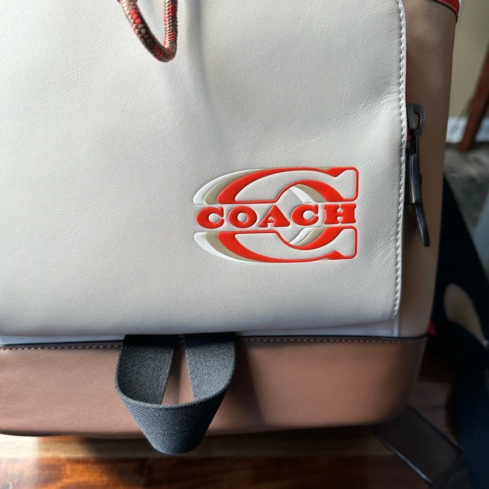 COACH Track Backpack In Colorblock Black Antique Nickel/Steam/Sandy Beige Multi